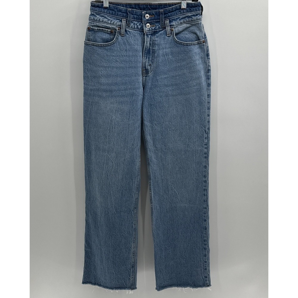 Abercrombie & Fitch Women's 6L Jeans 90's Relaxed Curve Love‎ High Rise Raw Hem